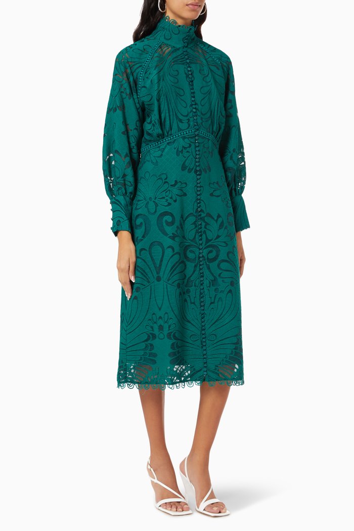 

Floral Embroidered Dress, Green