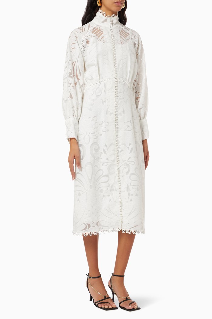 

Floral Embroidered Dress, White
