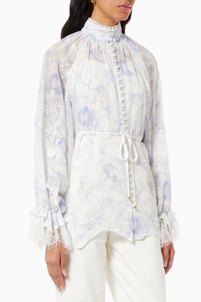 

Floral Print Blouse, Blue