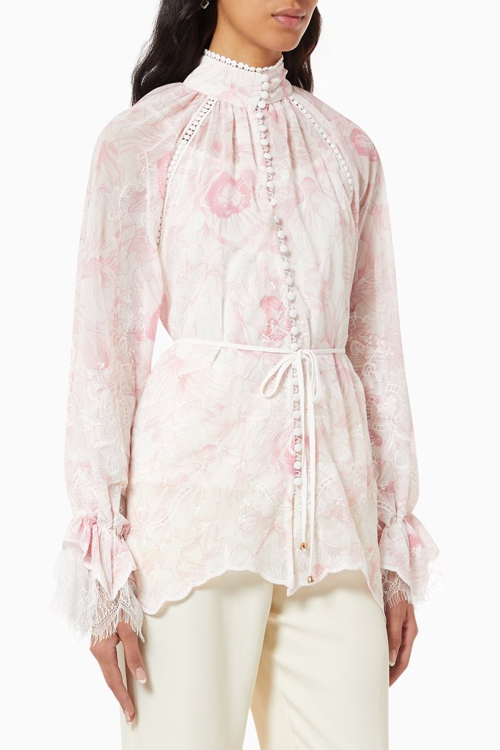 

Floral Print Blouse, Pink