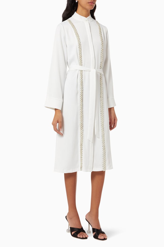 

Crystal Embellished Shirt Dress, White