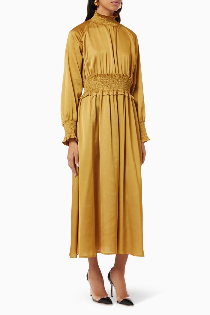 

Long Sleeve Dress in Satin, Yellow