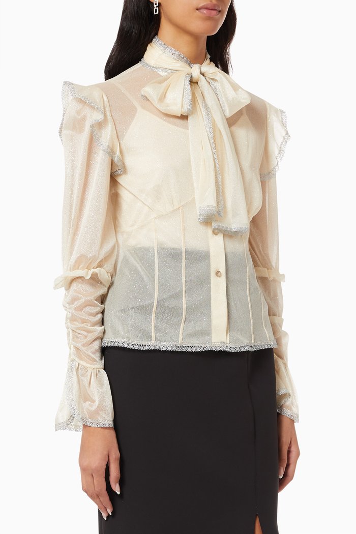 

Ruffle Bow Blouse, White