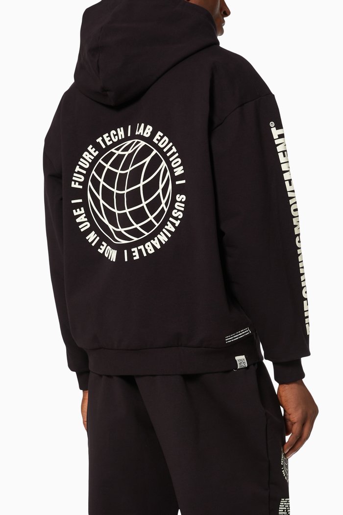 TGM World Zip Hoodie in Organic Cotton, Black