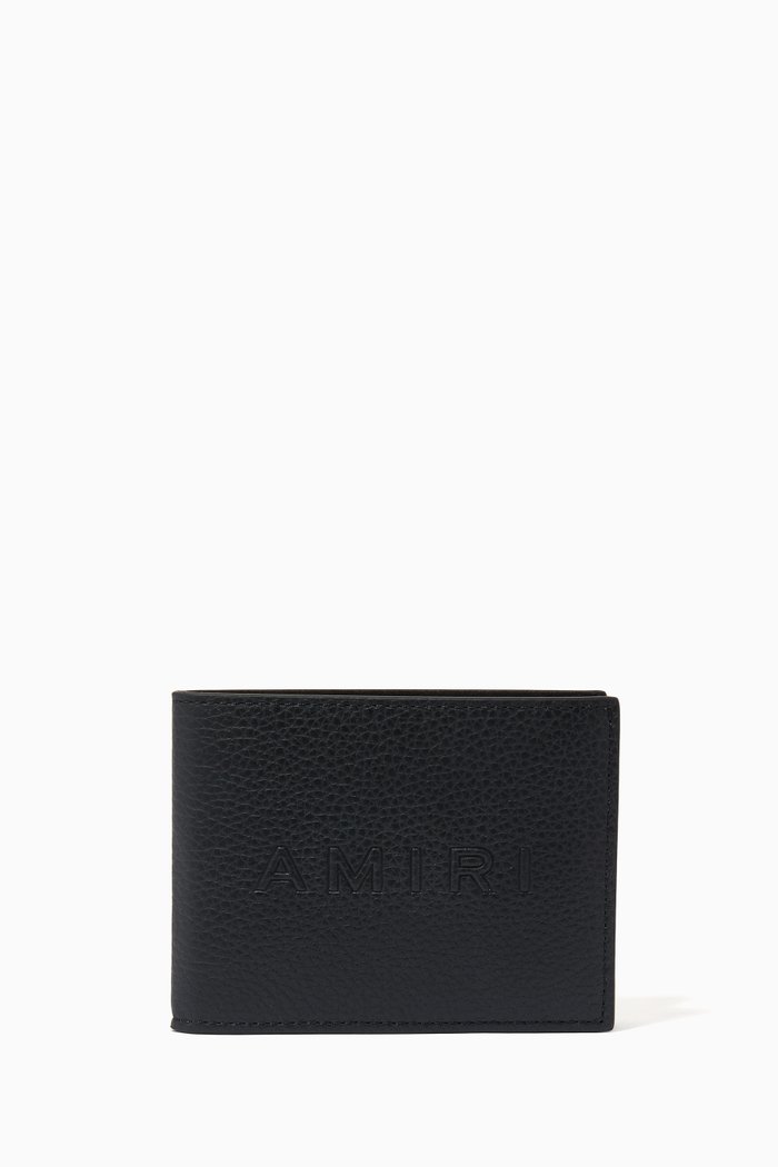 

Embossed Logo Wallet in Pebbled Nappa Leather, Black
