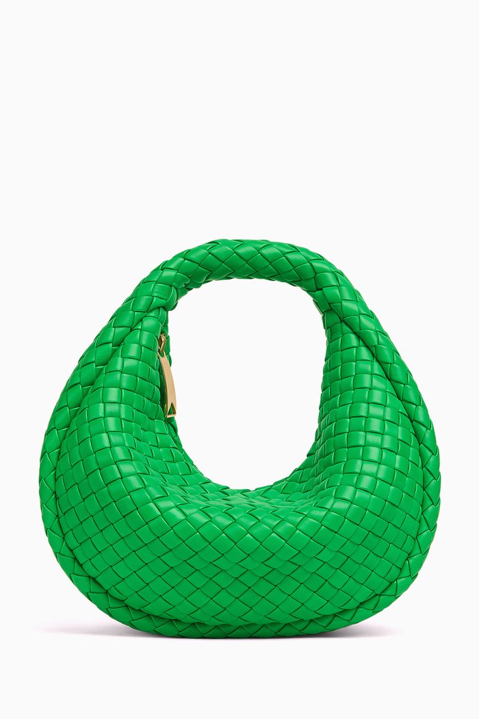 

Mini Padded Jodie Bag in Intreccio Leather, Green