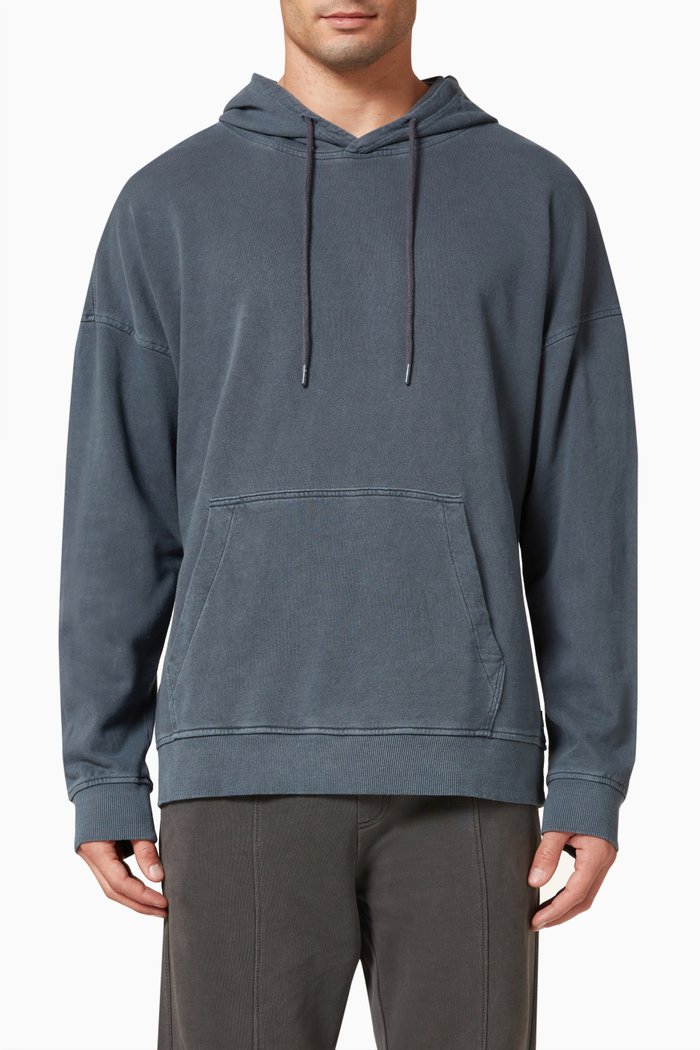 

Solid Coloured Hoodie in Cotton, Blue