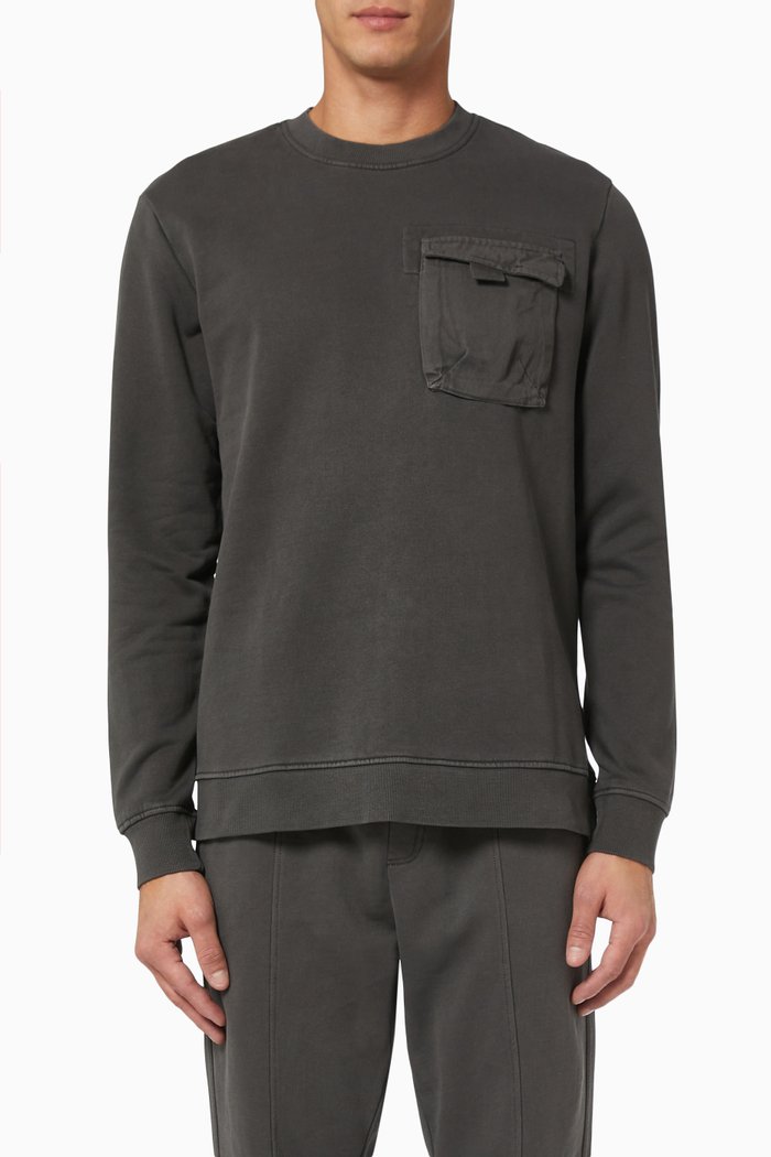 

Pocket Detail Sweatshirt in Cotton, Grey