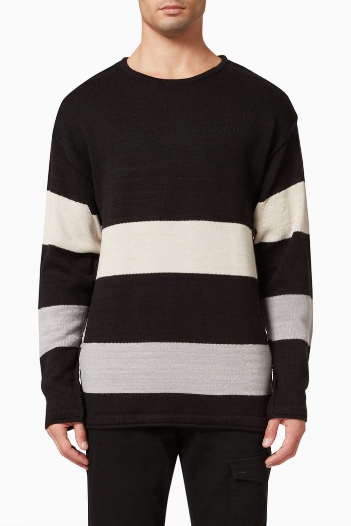 

Striped Pullover in Knit, Black
