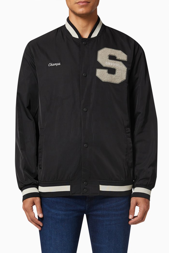 

Varsity Jacket in Nylon, Black