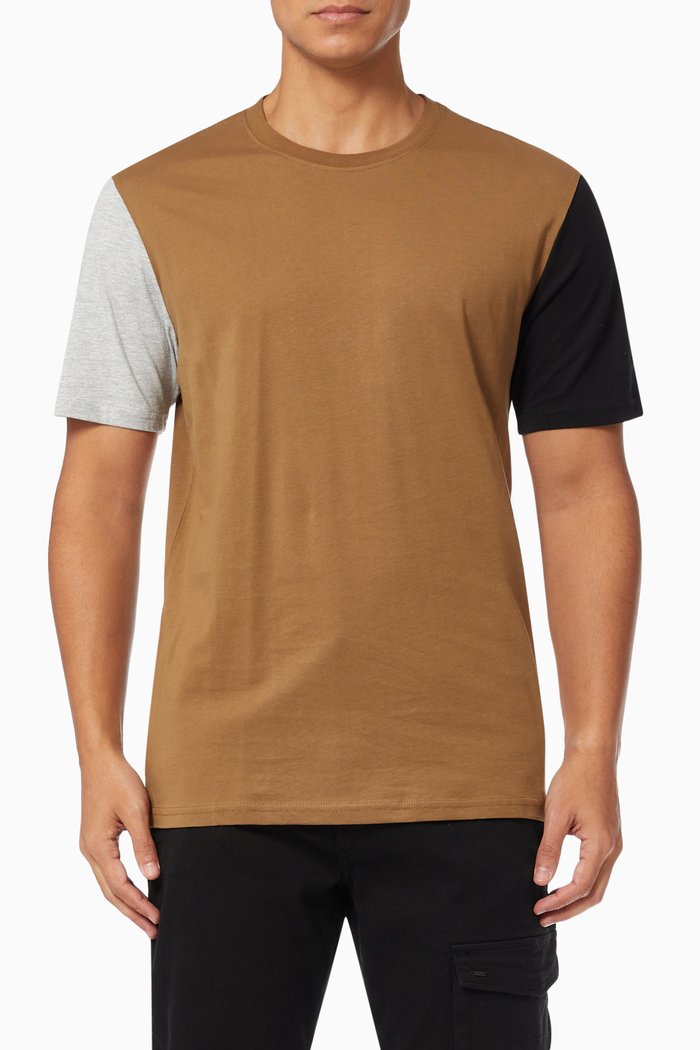 Three Coloured T-Shirt in Cotton, Brown