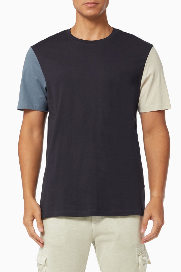 Three Coloured T-Shirt in Cotton, Blue