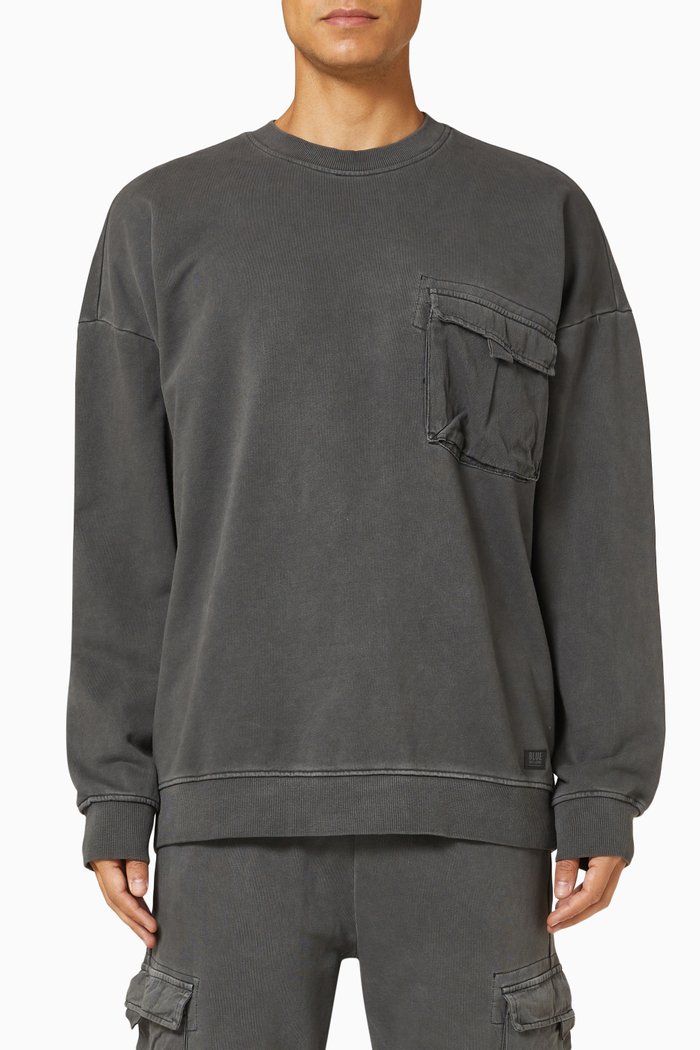 

Pocket Detail Sweatshirt in Cotton, Black