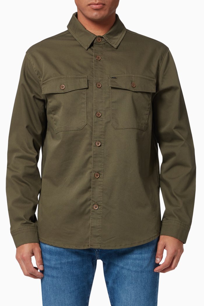 

Cargo Overshirt in Nylon Blend, Green