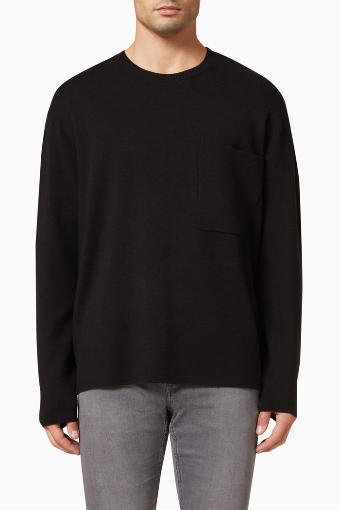 

Patch Pocket Pullover in Knit, Black
