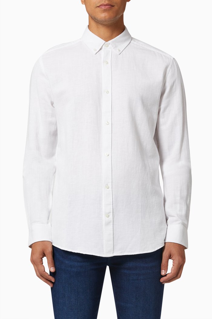 

Arlo Slim Fit Shirt in Cotton, White