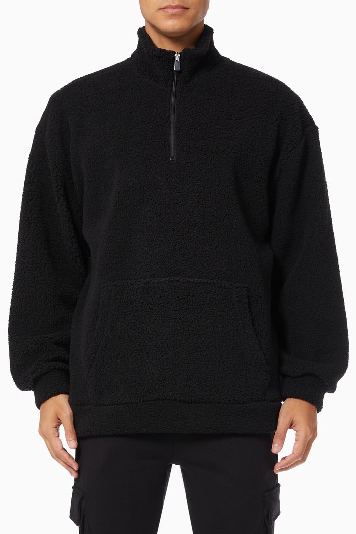 

Teddy Zip Sweatshirt in Nylon, Black