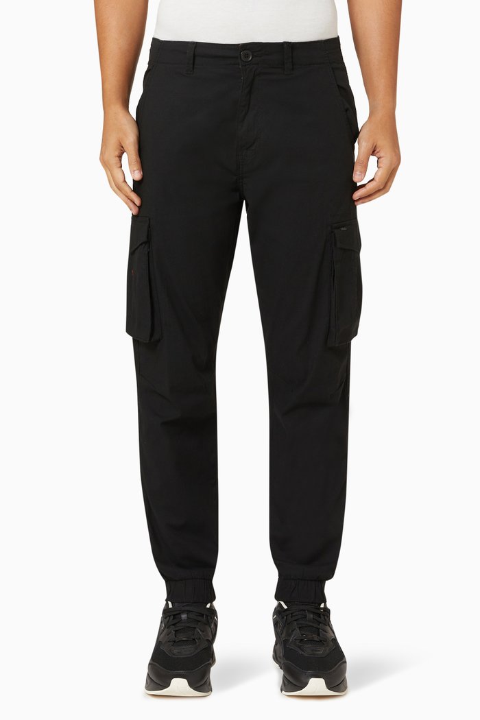 

Cargo Trousers in Cotton Stretch, Black