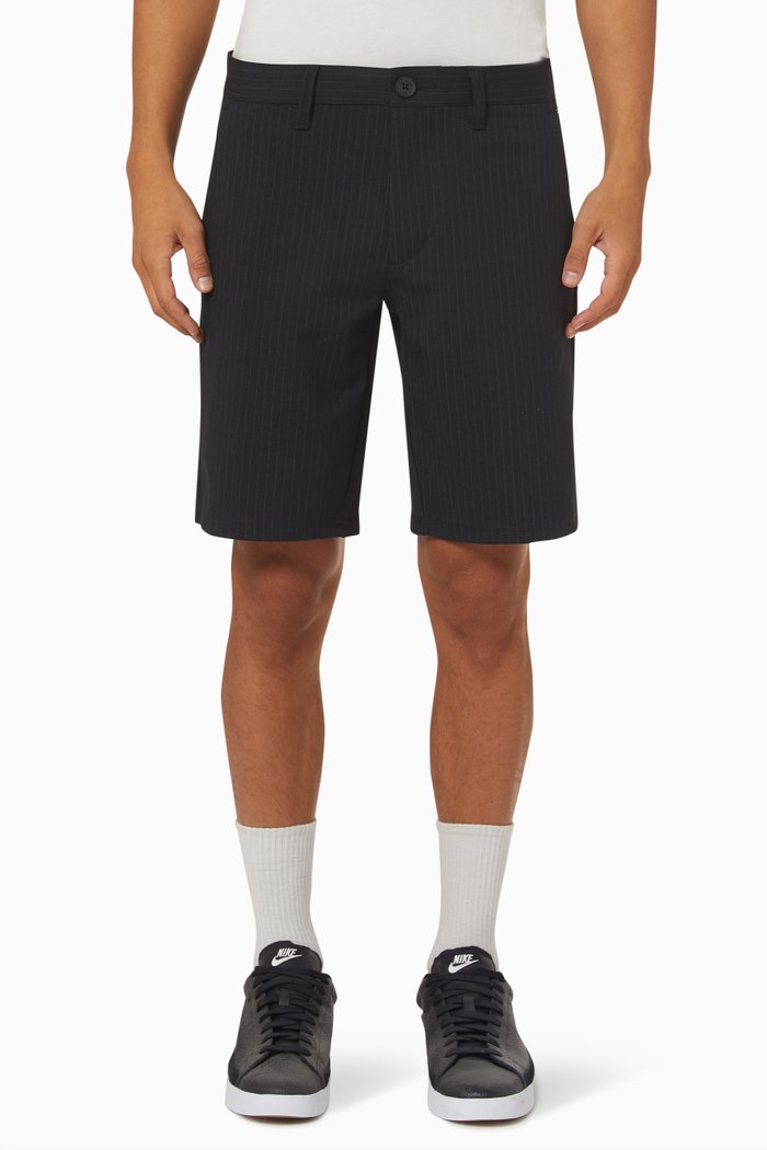 

Pinstripe Shorts in Stretch Viscose, Black