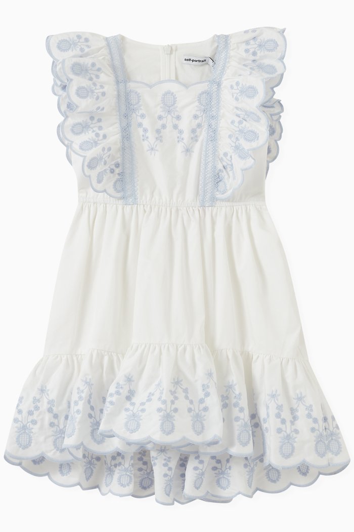 

Floral Ruffle Dress, White