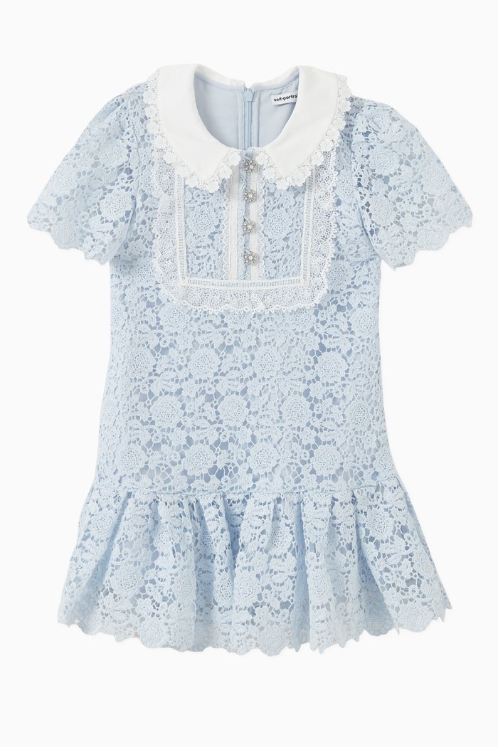 

Floral Guipure Lace Bib Dress, Blue