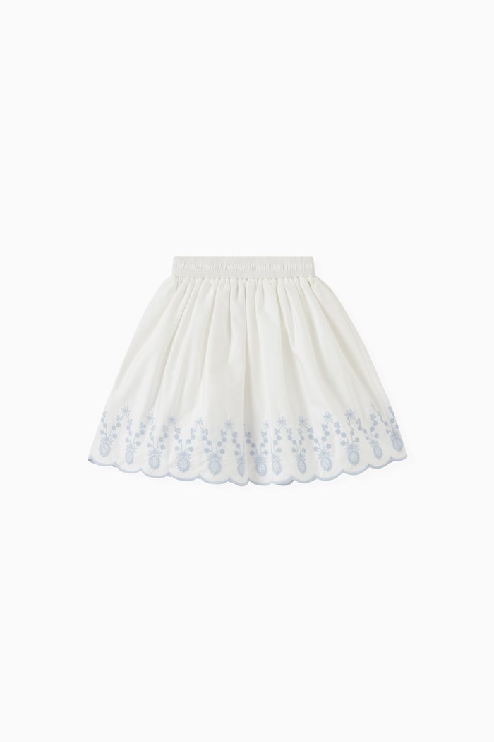 

Floral Skirt in Organic Cotton, White