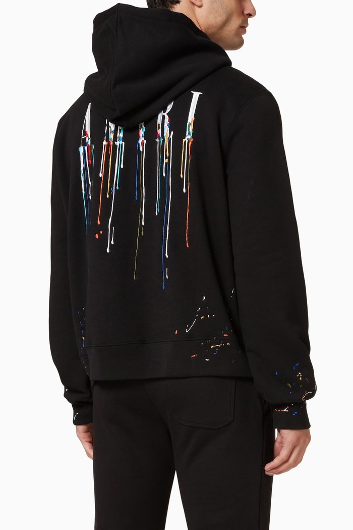 

Embroidered Paint Drip Hoodie in Brushed Terry, Black