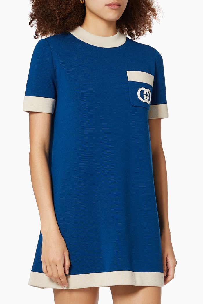 

Interlocking G Dress in Wool, Blue
