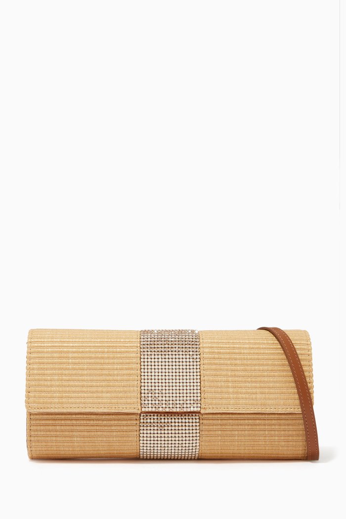 

Kira Clutch Bag in Raffia, Neutral