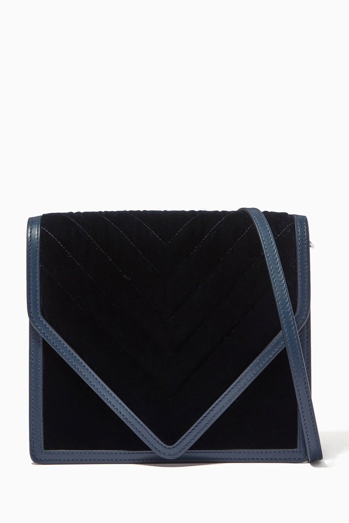 

Alexa Bag in Quilted Velvet & Nappa Leather, Blue