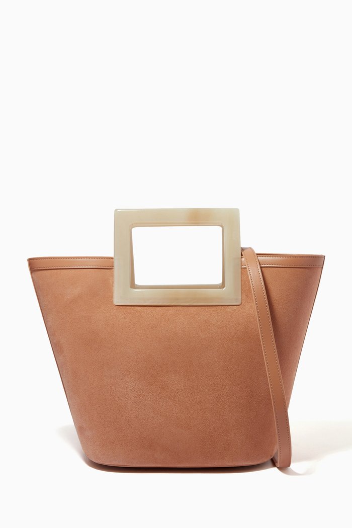 

Micro Riviera Tote Bag in Suede Leather, Pink
