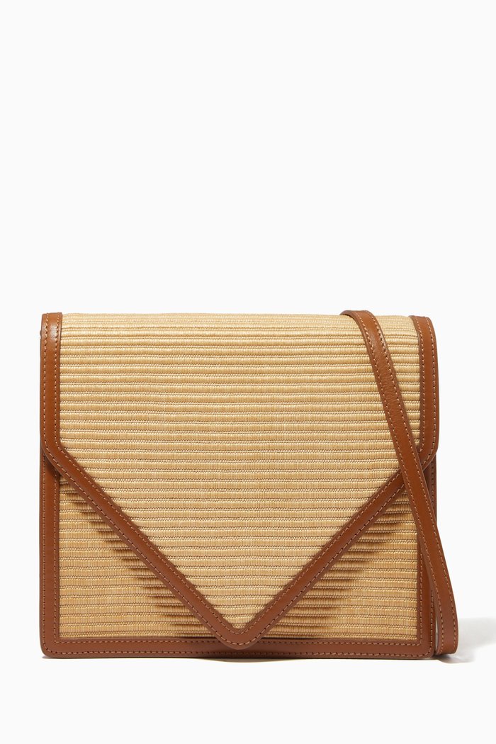 

Alexa Crossbody Bag in Raffia & Nappa Leather, Brown