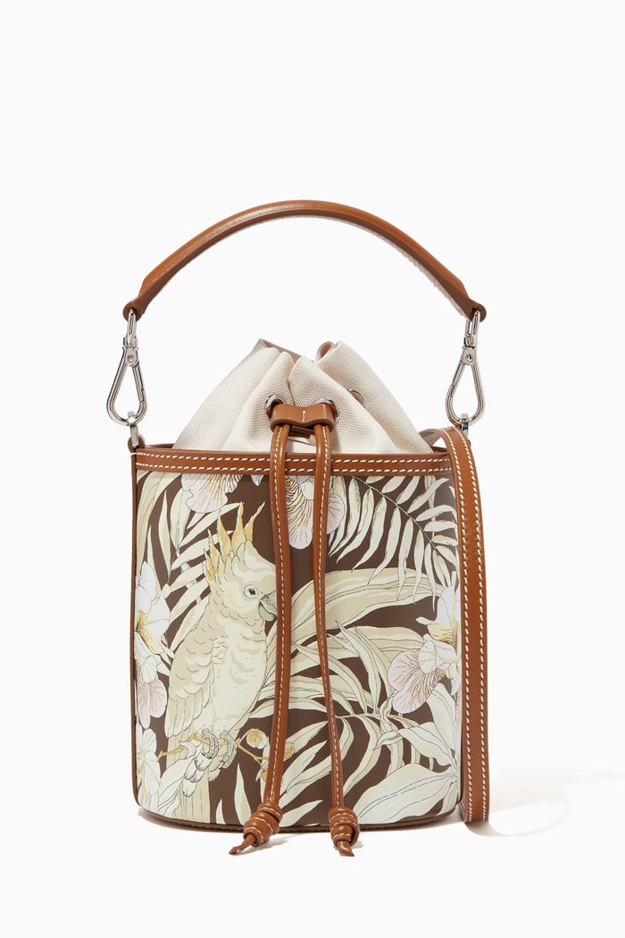

Micro Carina Bucket Bag in Nappa Leather, Brown
