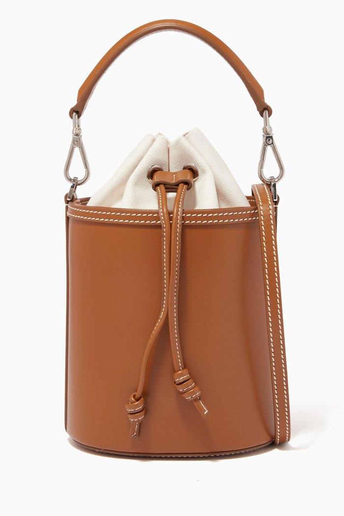 

Micro Carina Bucket Bag in Nappa Leather, Brown