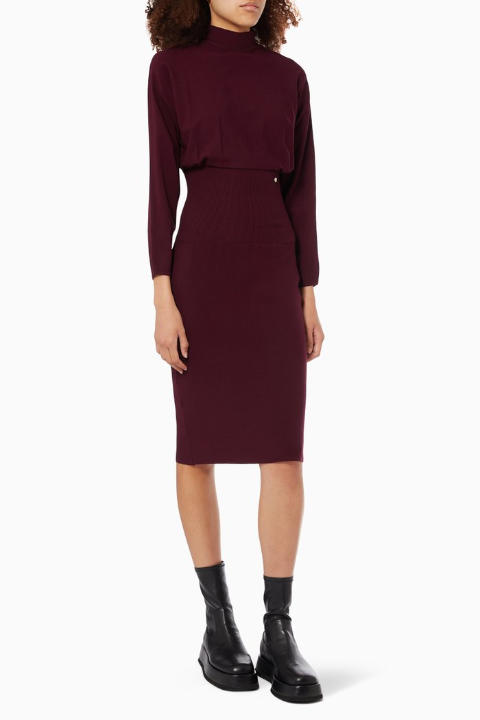 

Alice Cocoon Midi Dress in Viscose Knit, Purple