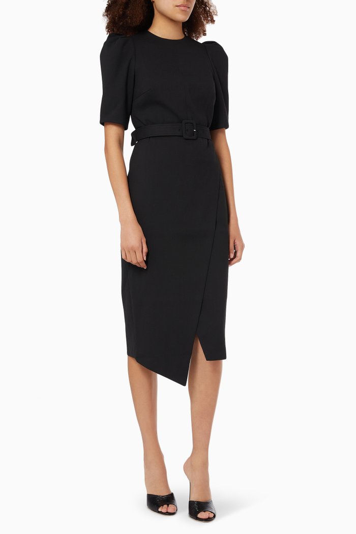 

Popieyd Puff-shoulders Tailored Dress, Black