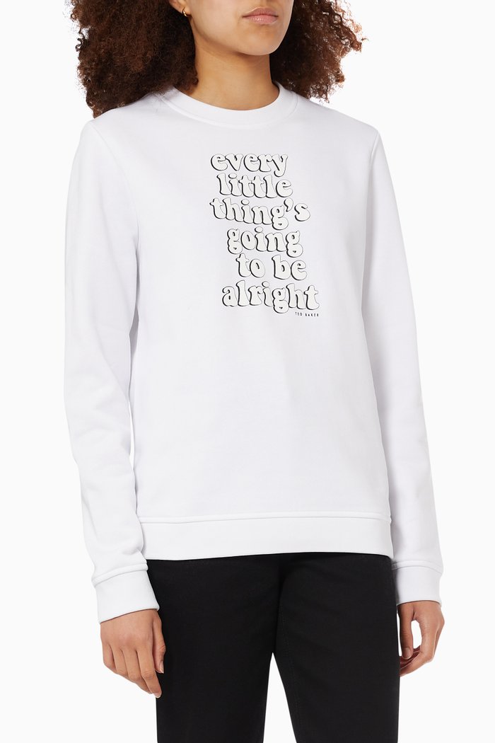 Jjesika Slogan Sweatshirt in Cotton, White