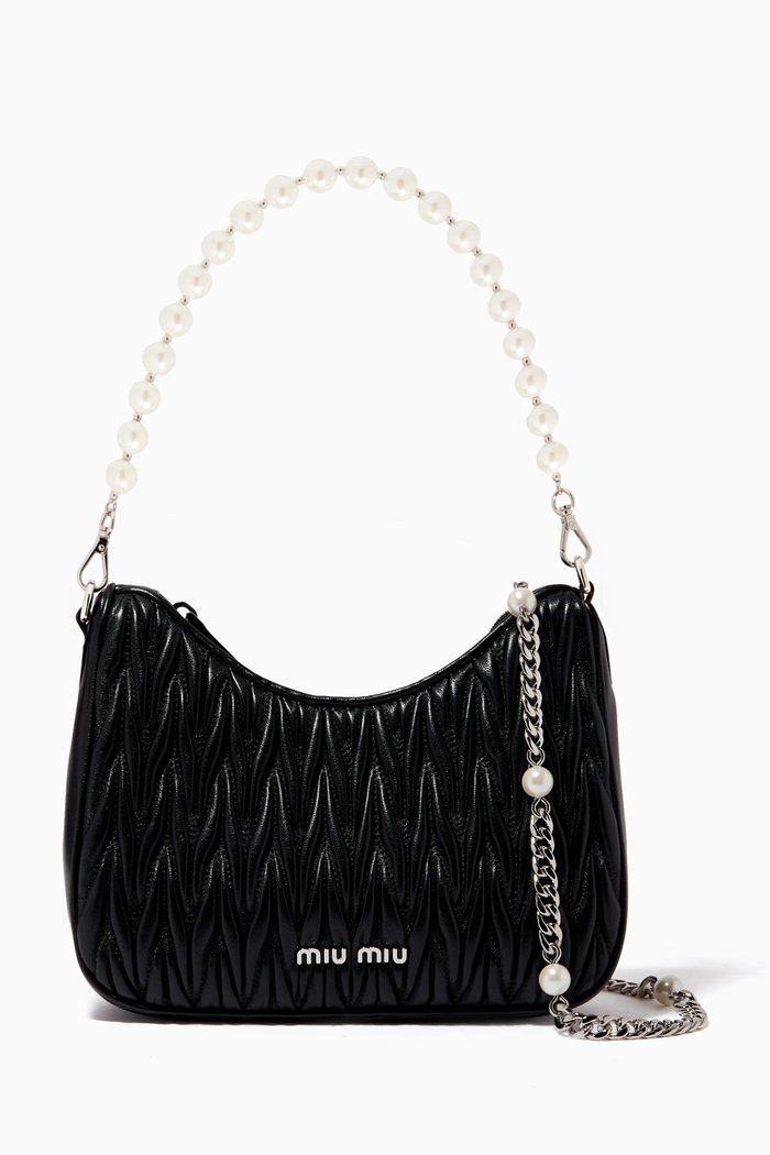 

Shoulder Bag in Quilted Matelassé Nappa, Black