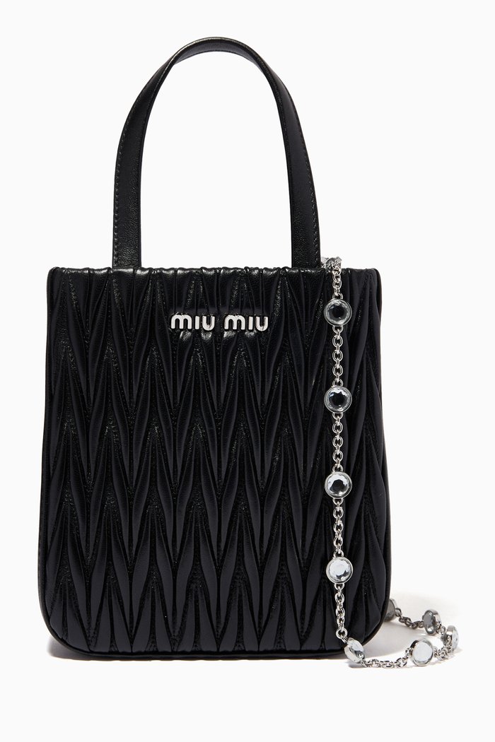 

Small Tote Bag in Metallic Matelassé Nappa, Black