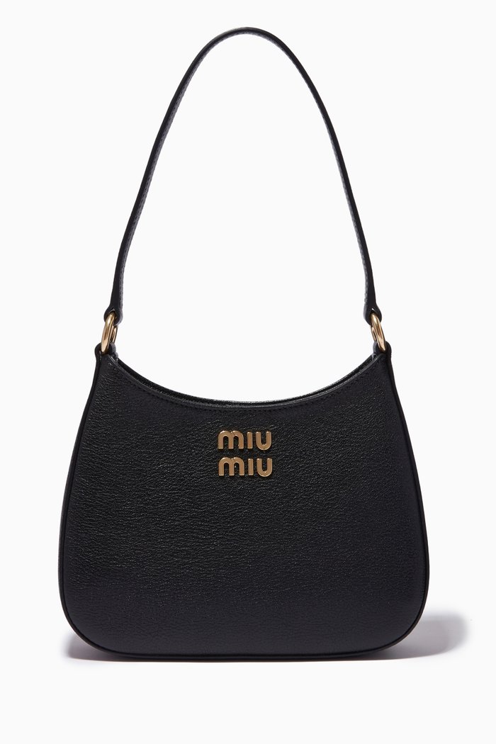 

Small Shoulder Bag in Madras Leather, Black