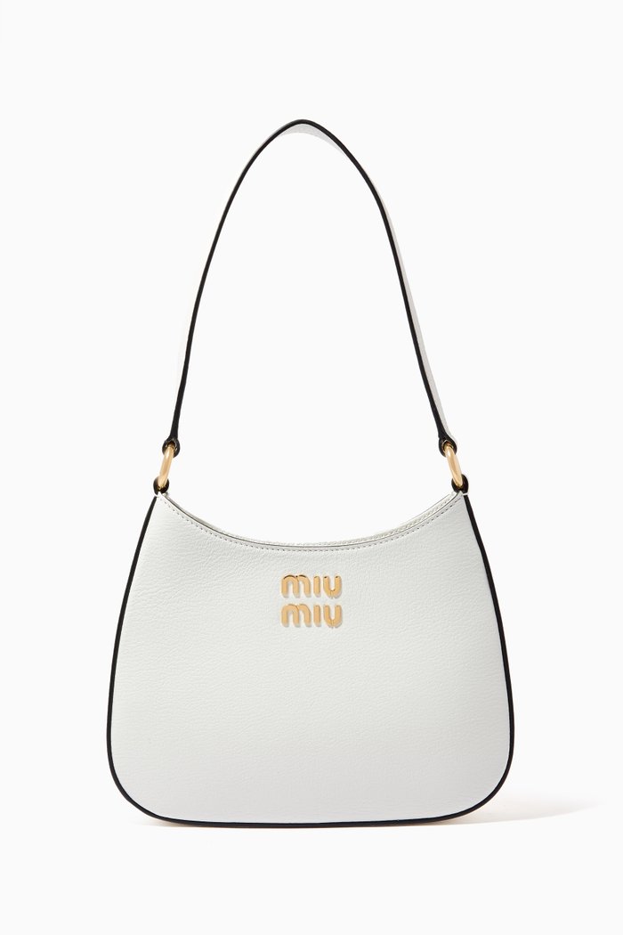 Small Shoulder Bag in Madras Leather, White