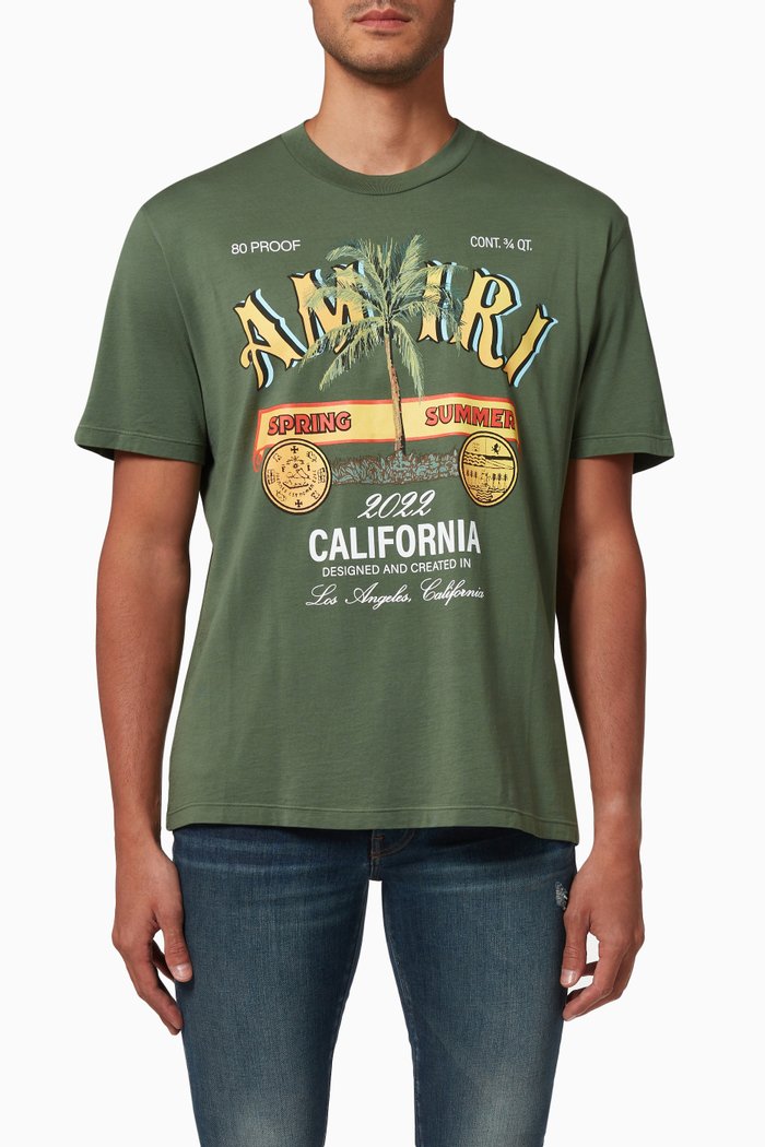 Graphic Print T-shirt in Cotton Jersey, Green