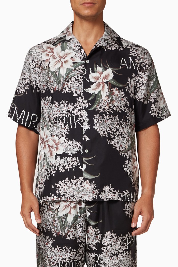 

Floral Shirt in Silk, Black