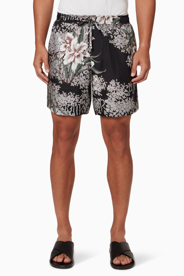 

Floral Shorts in Silk, Black