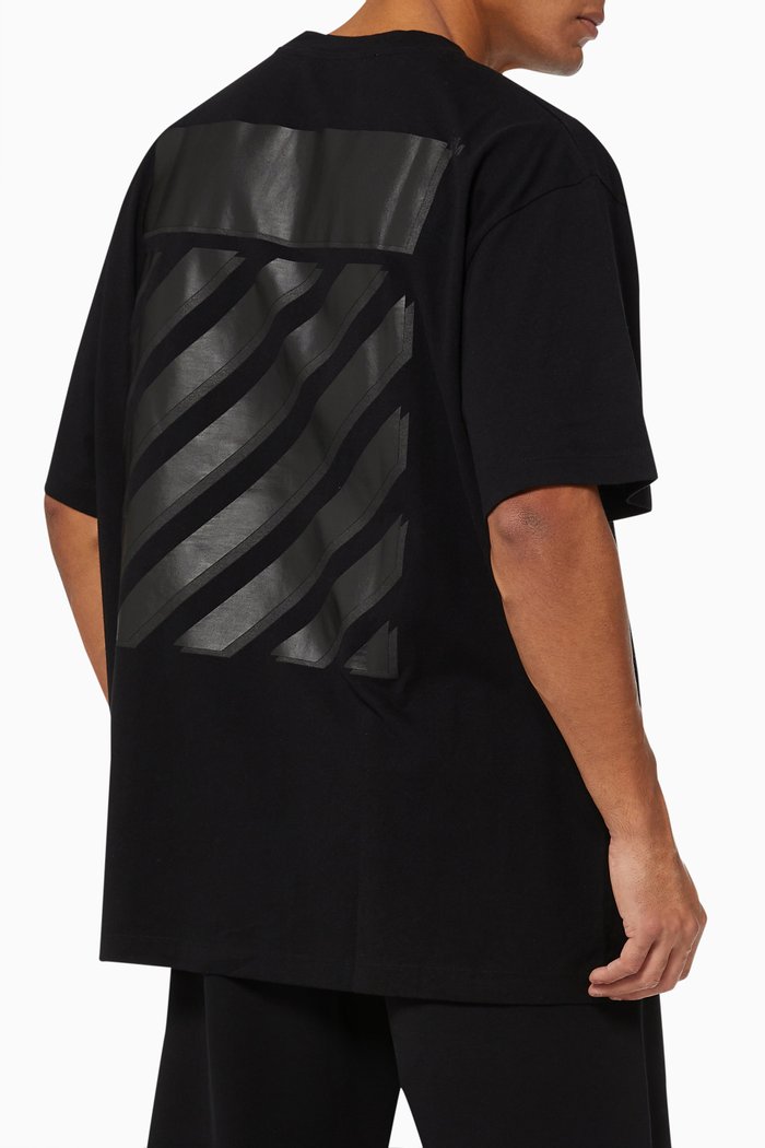 

Rubber Diagonals T-shirt in Cotton Jersey, Black
