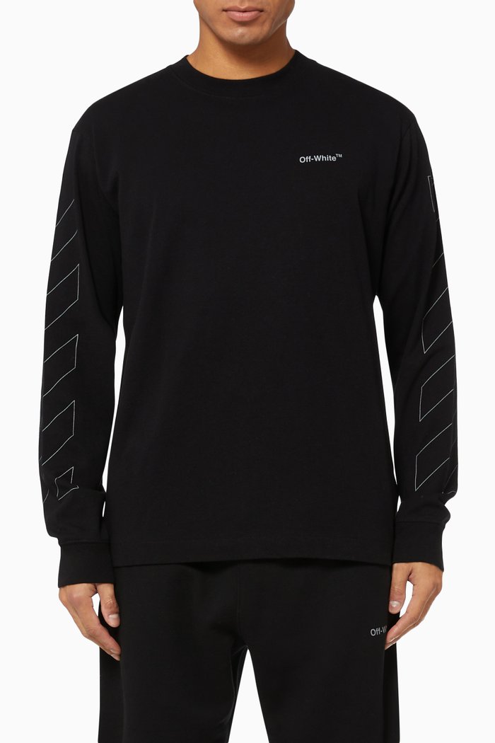 

Outline Diagonal Oversized T-shirt in Cotton Jersey, Black