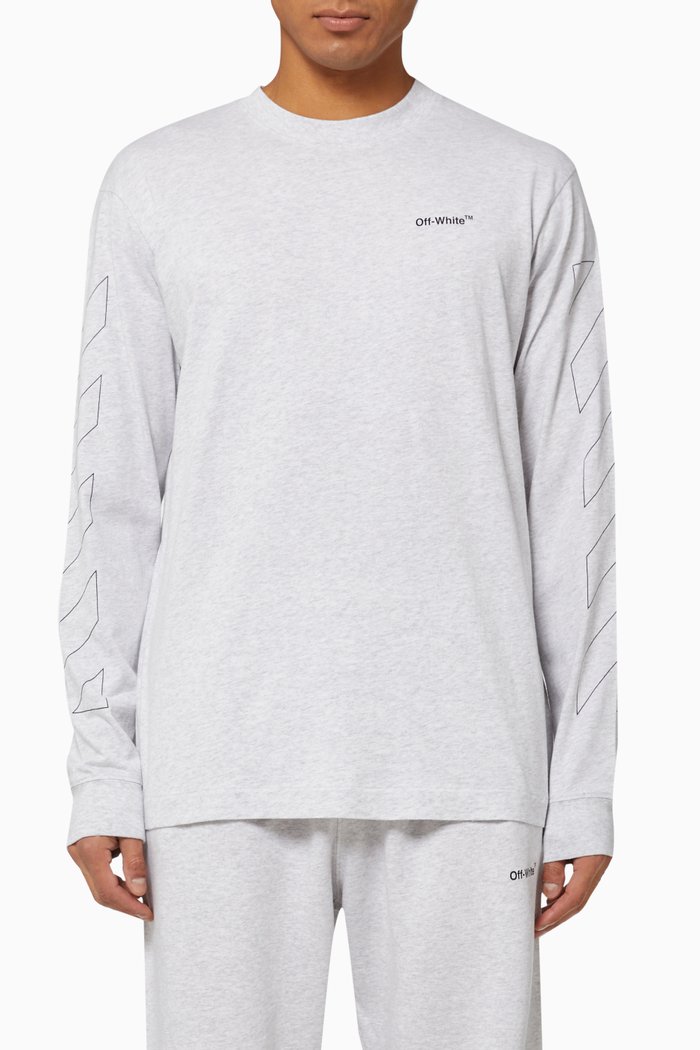 

Outline Diagonal Oversized T-shirt in Cotton Jersey, Grey