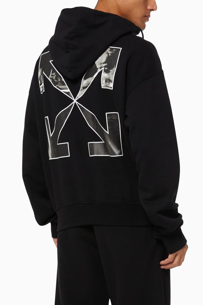 

Caravaggio Arrows Oversized Hoodie in Cotton Terry, Black
