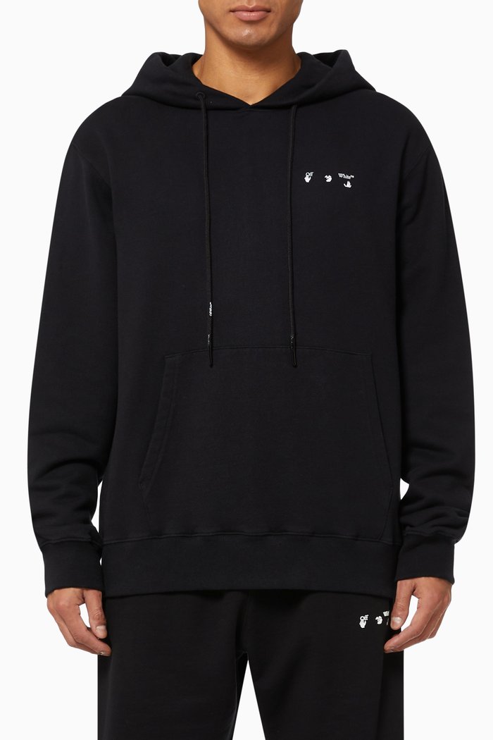 

Ow Logo Slim Hoodie in Cotton Terry, Black