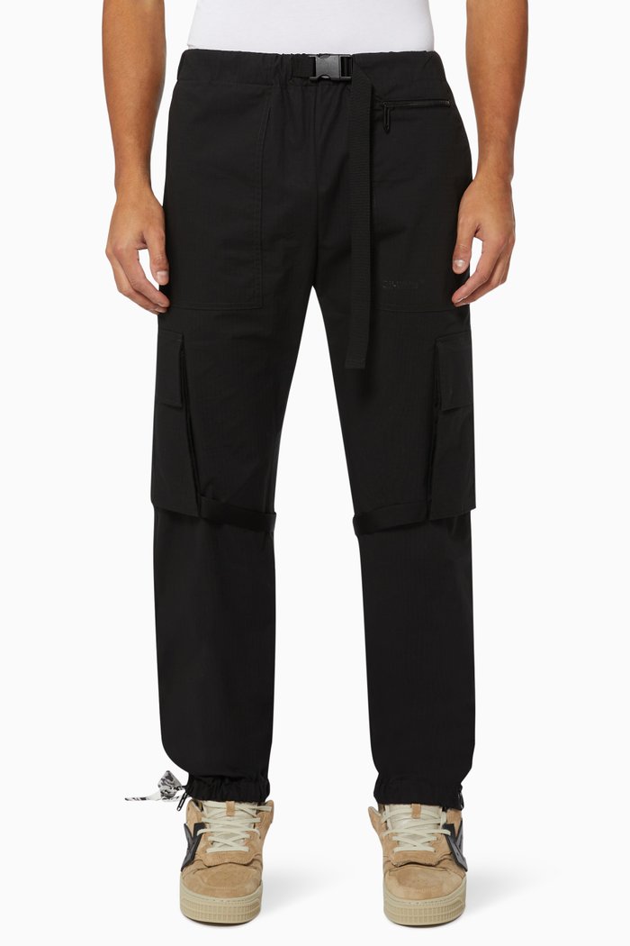 

Rubber Diagonals Lounge Track Pants in Technical Fabric, Black